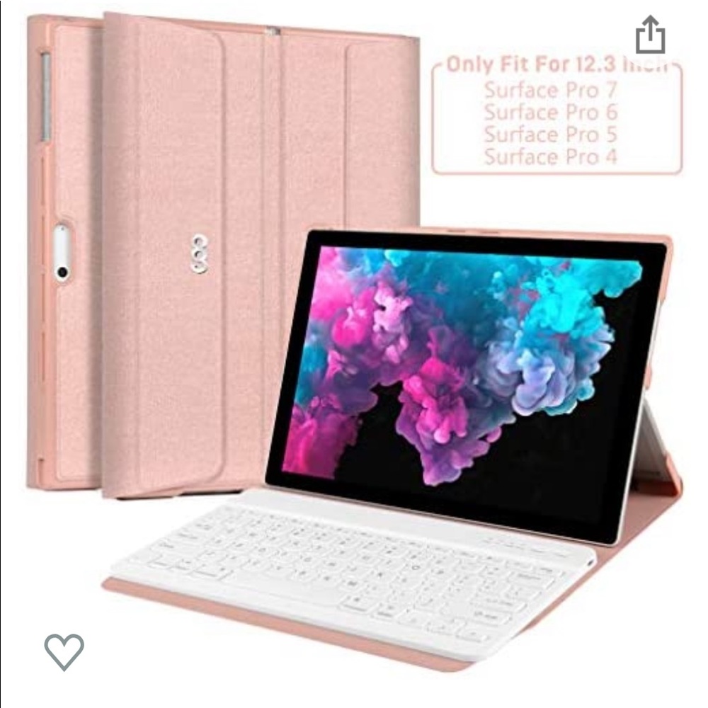 Microsoft Surface pro 7 case with keyboard - pink